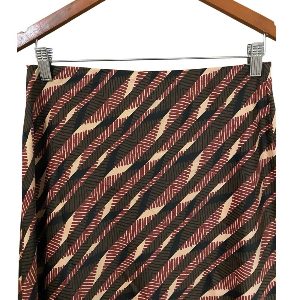 Anthropologie Satin Slip Midi Skirt Small Neutral Print Brown Red Tan y2k - Picture 8 of 10